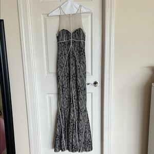 Halston Heritage Black and White Strapless Dress
